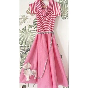 50’s Sock Hop Poodle Skirt Pink Dress Halloween Costume ADULT  Medium Dress Up